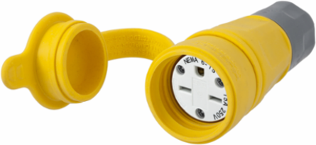 15A Watertight Straight Blade Female Connector, 2-Pole 3-Wire