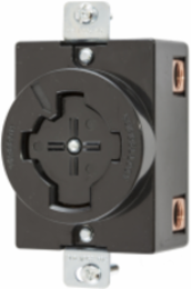 Hubbellock Industrial Flush Receptacle 30A 600V AC, 3-Pole 4-Wire, Thermoplastic