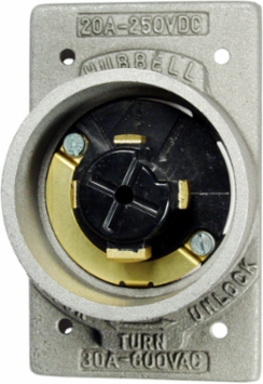 Industrial Flanged Inlet, 3-Pole 4-Wire, 30A 600V AC, 20A 250V DC