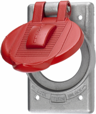 Cast Aluminum Weatherproof Cover for 30A 4 Wire Hubbellock Receptacles, 1-Gang