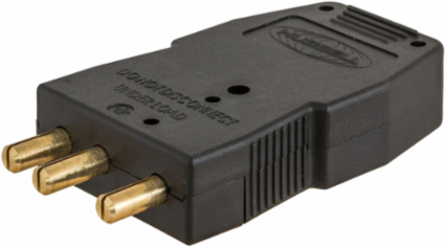 20A Male Inline Stage Pin Device, Black, 125V, Double Set Screw