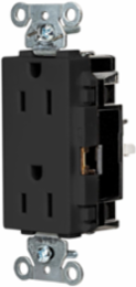 EdgeConnectTM Decorator Receptacle, 2-Pole 3-Wire, 15A 125V, Screwless Terminal, Black