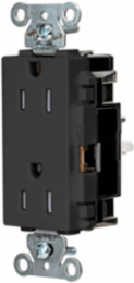 EdgeConnectTM Decorator Receptacle, 15A 125V, Tamper-Resistant 2-Pole 3-Wire, Screwless Terminal, Black