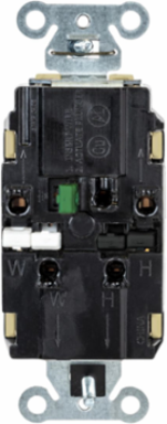 EdgeConnectTM Industrial Grade Decorator Receptacle, 15A 125V, 2-Pole 3-Wire, Screwless Terminal, Ivory