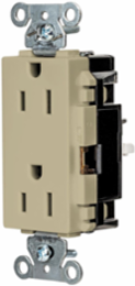 EdgeConnectTM Industrial Grade Decorator Receptacle, 15A 125V, 2-Pole 3-Wire, Screwless Terminal, Ivory