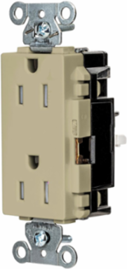 EdgeConnectTM Decorator Receptacle, 15A 125V, Tamper Resistant, Ivory