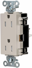 EdgeConnect Decorator Receptacle, 2-Pole 3-Wire, 15A 125V, Tamper Resistant, Light Almond
