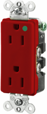 Duplex Receptacle, 15A 125V, 2-Pole, Hospital Grade, Red