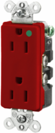 Duplex Receptacle, 15A 125V, 2-Pole, Hospital Grade, Red