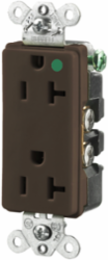 Hospital Grade Duplex Receptacle, 2-Pole 3-Wire, 20A 125V, Brown