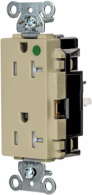 EdgeConnectTM Decorator Receptacle, 20A 125V, Tamper Resistant, 2-Pole 3-Wire, Ivory