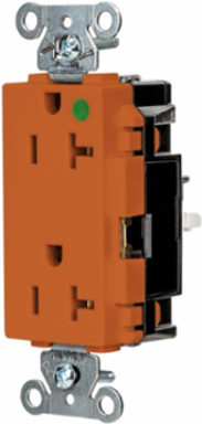 EdgeConnect™ Hospital Grade Decorator Receptacle, 2-Pole 3-Wire, 20A 125V, Orange