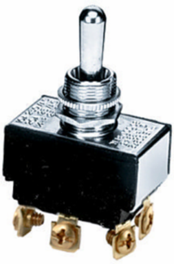 Commercial Grade Double Pole DPDT Bat Handle Switch 10A 250V, Panel Mount, Spade Terminal, 2.27 Inch x 0.76 Inch x 1.3 Inch