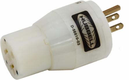 Nylon Adapter NEMA 5-15P to 5-20R, 15A, 125VAC, 3-Wire Grounding