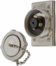 Hubbellock Flanged Inlet Locking Device, 30A 600V AC, 4.56 Inch x 3.5 Inch x 2.47 Inch