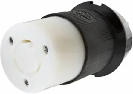 Twist-Lock® Female Connector, 20A 125V, NEMA L5-20R, 3-Wire, Black and White