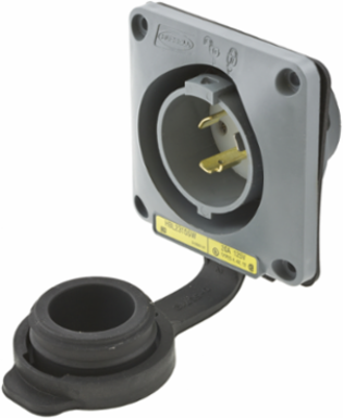 Twist-Lock Watertight Flanged Inlet, 20A 125V, Gray, 3.75 x 3.75 x 2.28 Inch