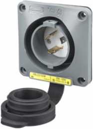 Twist-Lock Watertight Flanged Inlet, 20A 125V, Gray, 3.75 x 3.75 x 2.28 Inch