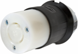 Twist-Lock Female Connector Body, 20A 250V, 2-Pole 3-Wire Grounding, Black and White