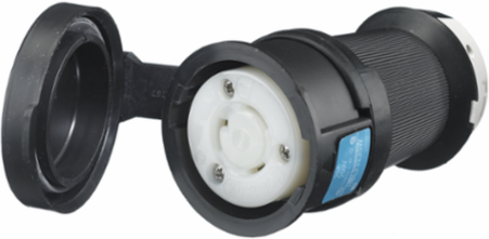Locking Female Connector Body, 20A 250V, NEMA L6-20R, Watertight