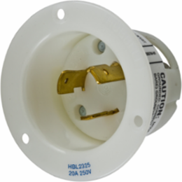 Twist-Lock Flanged Inlet, 20A 250V, L6-20P, 2-Pole 3-Wire