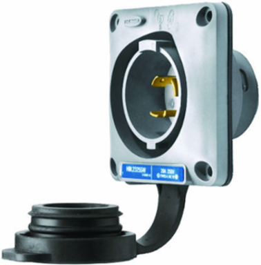 Locking Device Twist-Lock Flanged Inlet, 20A 250V, 3.75 Inch, Gray