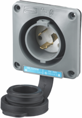Locking Device Twist-Lock Flanged Inlet, 20A 250V, 3.75 Inch, Gray