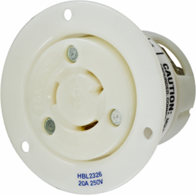 Insulgrip Twist-Lock Flanged Receptacle, 20A 250V, 2-Pole 3-Wire
