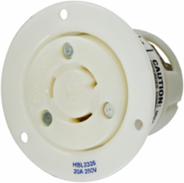 Insulgrip Twist-Lock Flanged Receptacle, 20A 250V, 2-Pole 3-Wire
