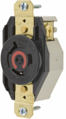 Twist-Lock® Industrial Flush Receptacle, 20A 480V AC, 2-Pole 3-Wire Grounding, Nylon