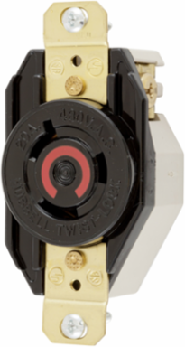 Twist-Lock® Industrial Flush Receptacle, 20A 480V AC, 2-Pole 3-Wire Grounding, Nylon