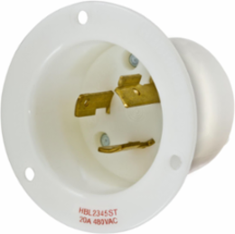 Twist-Lock Flanged Inlet, 20A 480V, 2-Pole 3-Wire, NEMA L8-20P