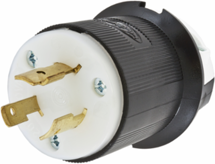 Industrial Twist-Lock Male Plug, 20A 600V AC, NEMA L9-20P, 2-Pole, 3-Wire