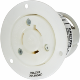 Insulgrip Flanged Receptacle 20A 600V AC 2-Pole 3-Wire Grounding