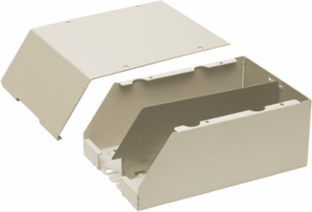Metal Raceway Entrance End Fitting, 4 Inch Wide, Steel, Ivory