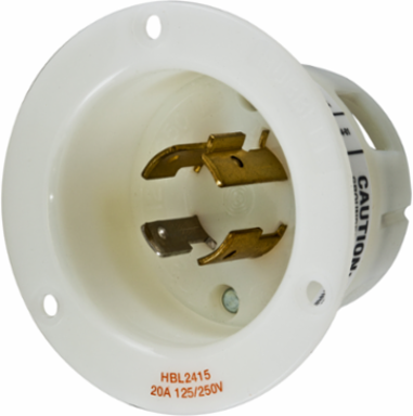 Twist-Lock Flanged Inlet 20A 125/250V 3-Pole 4-Wire White