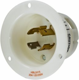 Twist-Lock Flanged Inlet 20A 125/250V 3-Pole 4-Wire White