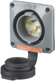 Twist-Lock Flanged Inlet, 20A 125/250V, 3-Pole 4-Wire, Gray