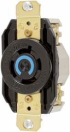 Twist-Lock Single Flush Receptacle, 20A, 250V AC, 3-Pole, 4-Wire, Black