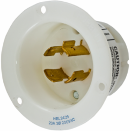 Twist-Lock Flanged Inlet 20A 250V AC 3-Pole 4-Wire White