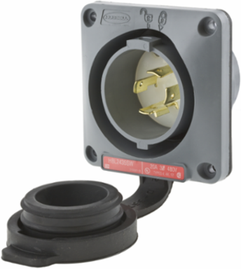 Watertight Twist-Lock Flanged Inlet, 20A 480V AC, 3-Pole 4-Wire