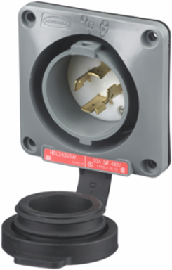 Watertight Twist-Lock Flanged Inlet, 20A 480V AC, 3-Pole 4-Wire