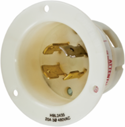 Industrial Twist-Lock Flanged Inlet 20A 3-Phase WYE 347/600V AC 4-Pole 4-Wire