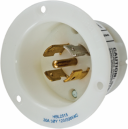 Industrial Twist-Lock Flanged Inlet 20A 3-Phase Wye 120/208V AC, 4-Pole, 5-Wire Grounding