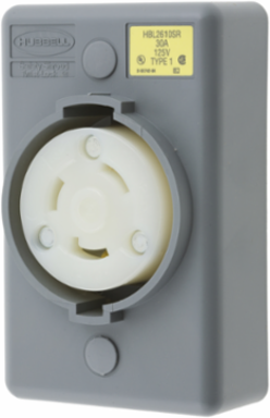 Twist-Lock Safety Shroud Receptacle 30A 125V 2-Pole 3-Wire