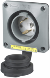 Twist-Lock Flanged Inlet, 30A 125V, 2-Pole, Thermoplastic, Watertight