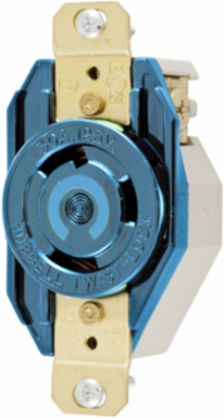 Twist-Lock® Receptacle 30A 250V AC 2-Pole Nylon, Blue
