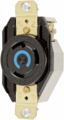 Twist-Lock® Receptacle, 30A, 250VAC, 2-Pole, 3 Wire Grounding, Nylon, Black