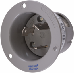 Insulgrip Flanged Inlet, 30A, 250V AC, 2-Pole, Grey Nylon