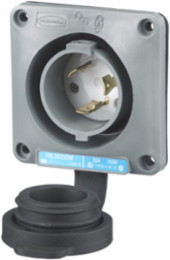 Twist-Lock Watertight Flanged Inlet, 30A, 250V AC, 2-Pole, Gray Valox® Housing